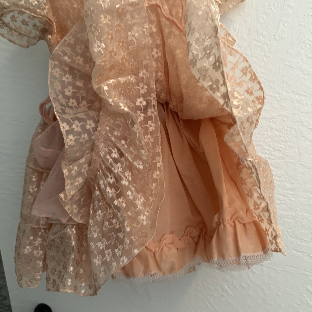 Vintage Sweet N Sassy Dress Peach Ruffles 80s 1980s Layered Pageant Cottagecore - Picture 12 of 16
